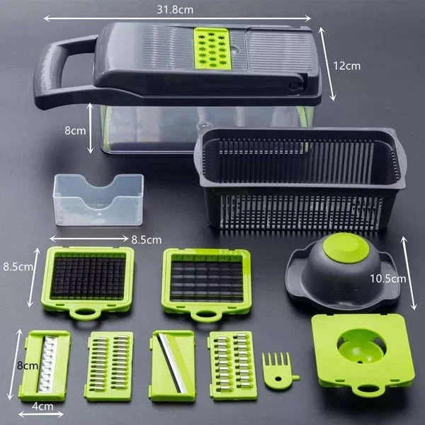 12 in 1 Multifunctional Vegetable Chopper – Kitchen Slicer, Dicer & Cutter with Storage Box