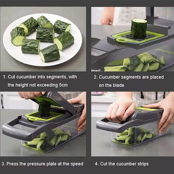 12 in 1 Multifunctional Vegetable Chopper – Kitchen Slicer, Dicer & Cutter with Storage Box