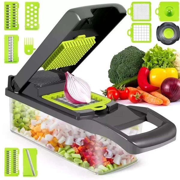 12 in 1 Multifunctional Vegetable Chopper – Kitchen Slicer, Dicer & Cutter with Storage Box