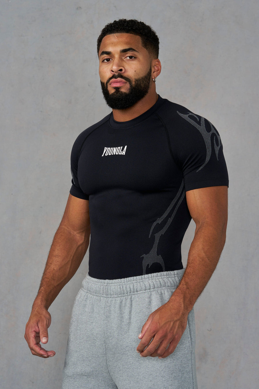Gothic Compression Tees - Black/Grey - High Definition Angle 1