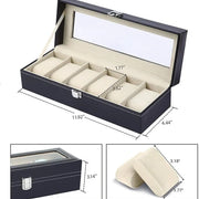 6-Slot PU Leather Wrist Watch Storage Box – Elegant Watch Holder & Display Case Organizer