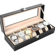6-Slot PU Leather Wrist Watch Storage Box – Elegant Watch Holder & Display Case Organizer