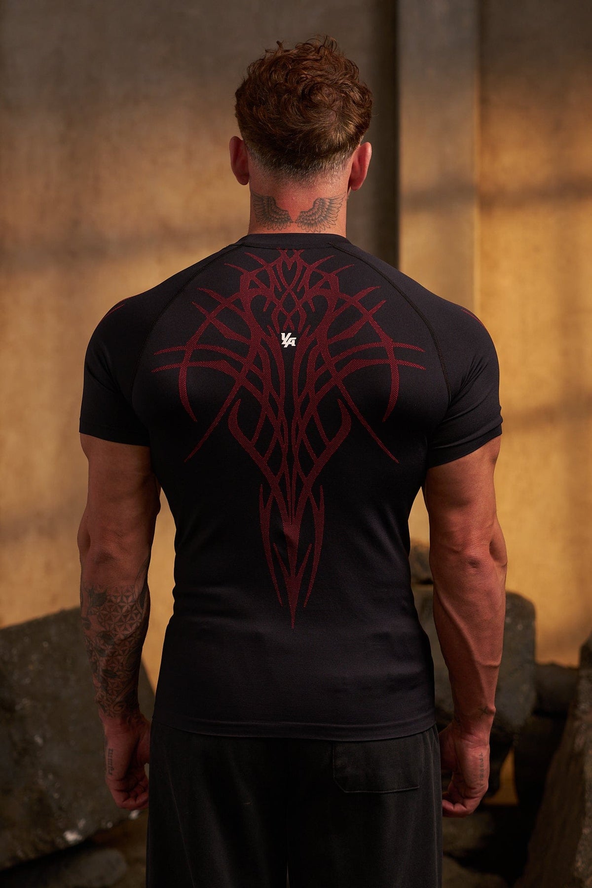 Gothic Compression Tees - Black/Red - High Definition Angle 2