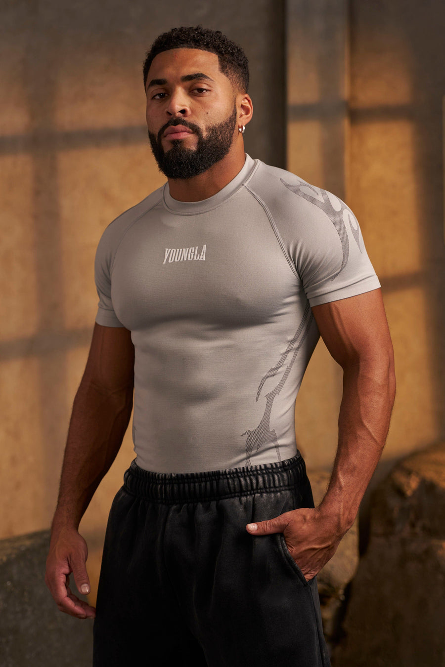 Gothic Compression Tees - Grey - High Definition Angle 1