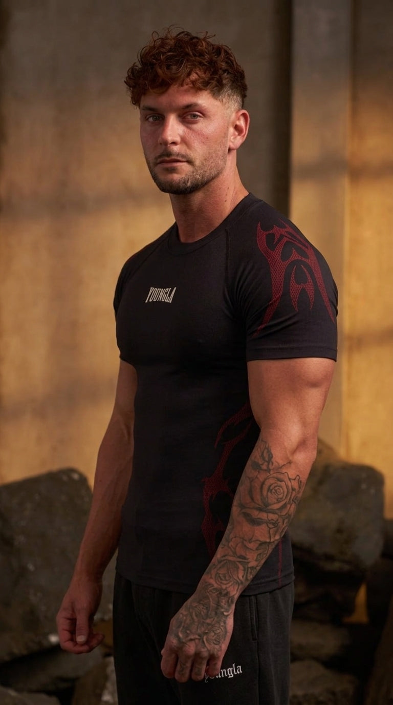 Gothic Compression Tees - Black/Red