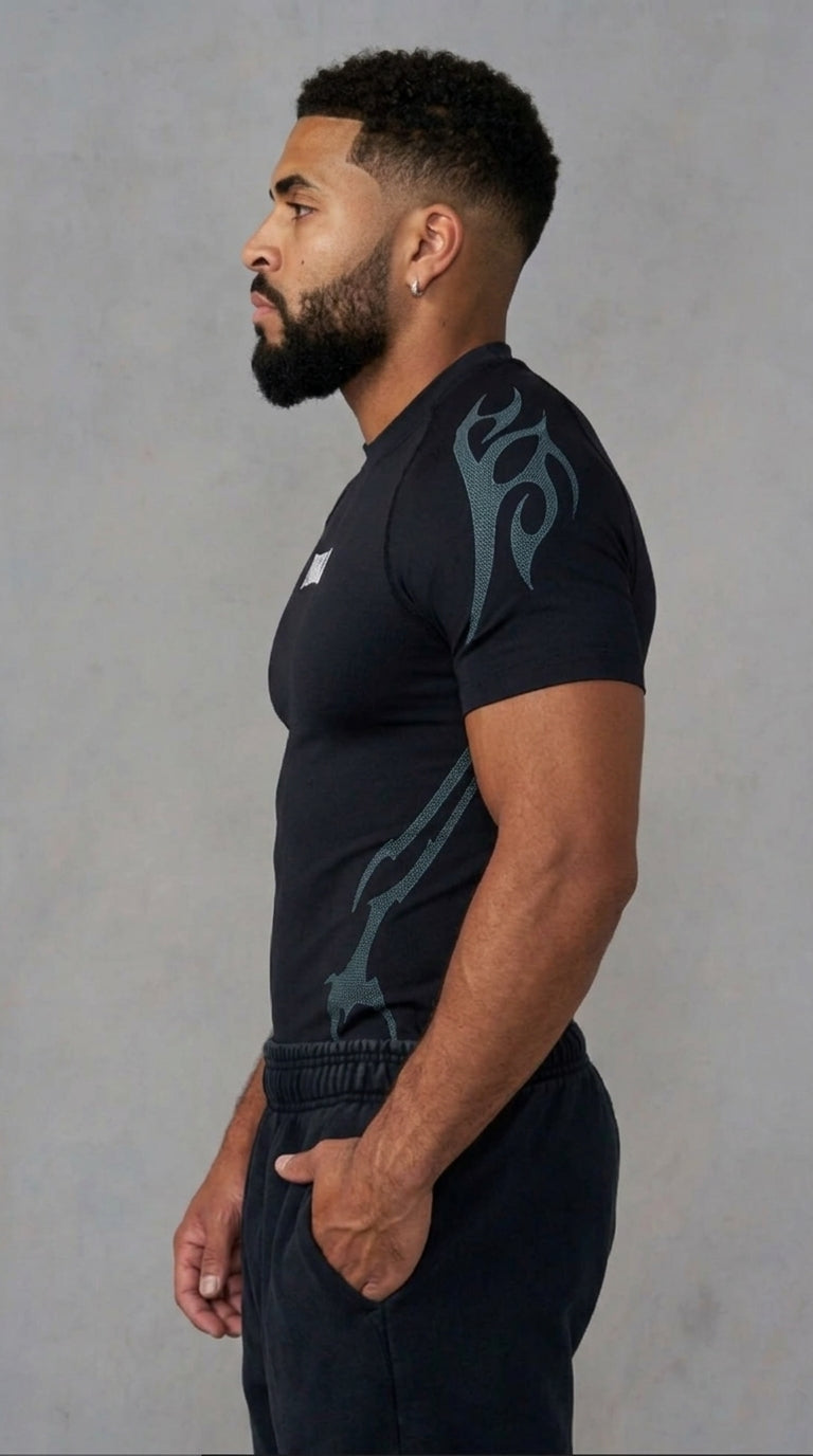 Gothic Compression Tees - Black/Blue