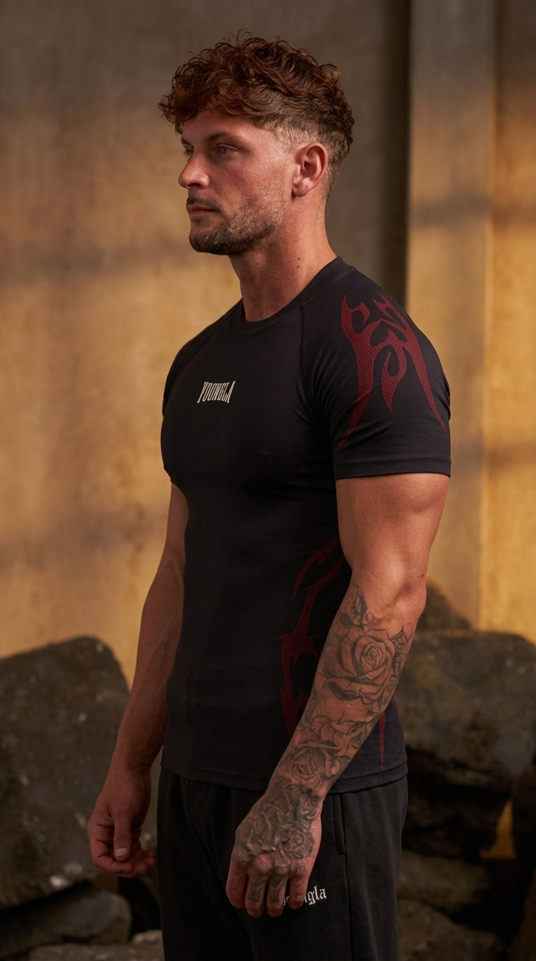 Gothic Compression Tees - Black/Red