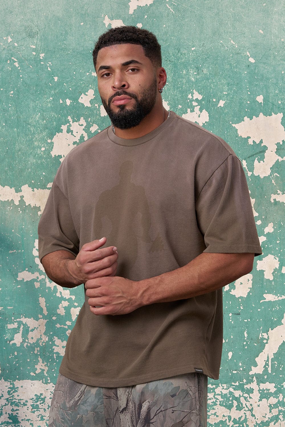 Gold's Iron Legacy Shadow Tees - Olive Wash - High Definition Angle 1