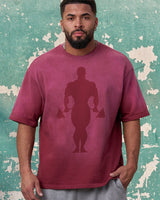 Gold's Iron Legacy Shadow Tees - Burgundy Wash - High Definition Angle 1