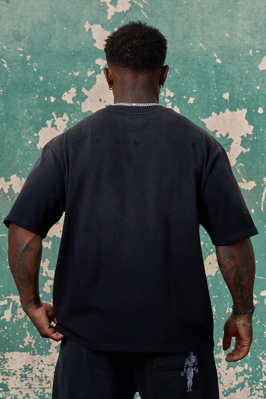 Gold's Iron Legacy Shadow Tees - Black Wash - High Definition Angle 2