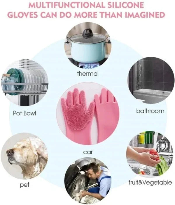 Silicone Magic Washing Gloves – Reusable Cleaning Gloves Pair