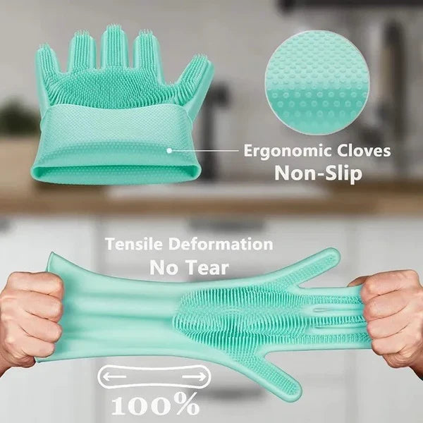 Silicone Magic Washing Gloves – Reusable Cleaning Gloves Pair