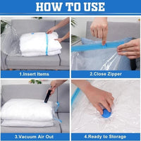 Vacuum Storage Bags with Hand Pump | Space-Saving Compression Bags for Clothes, Blankets & Bedding | 5-Pack